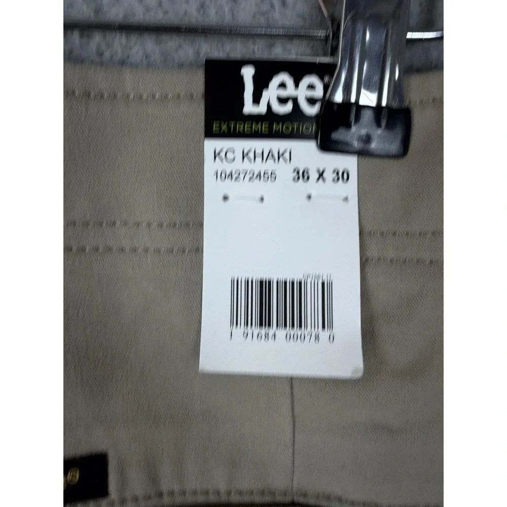 Lee Pants Mens 36x30 Beige Extreme Motion MVP Regular Straight Stretch Chino New